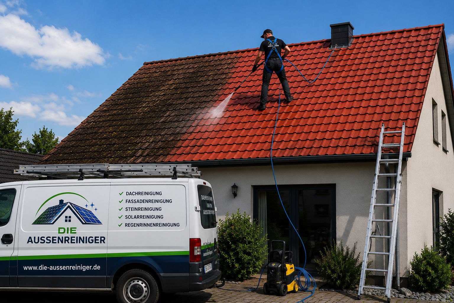 Profi-Dachreinigung in Aktion